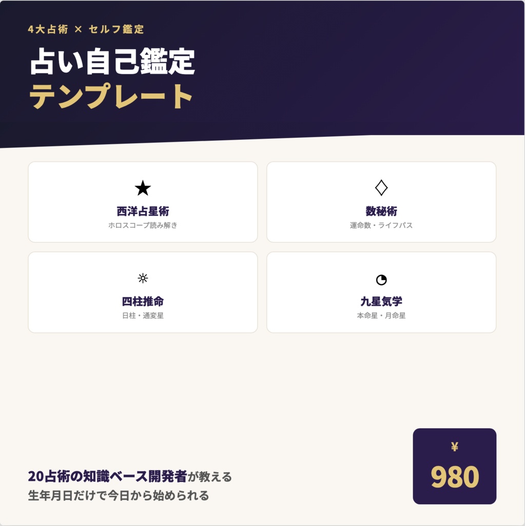 占い自己鑑定テンプレート | 20占術知識ベース開発者が教える4大占術の読み方