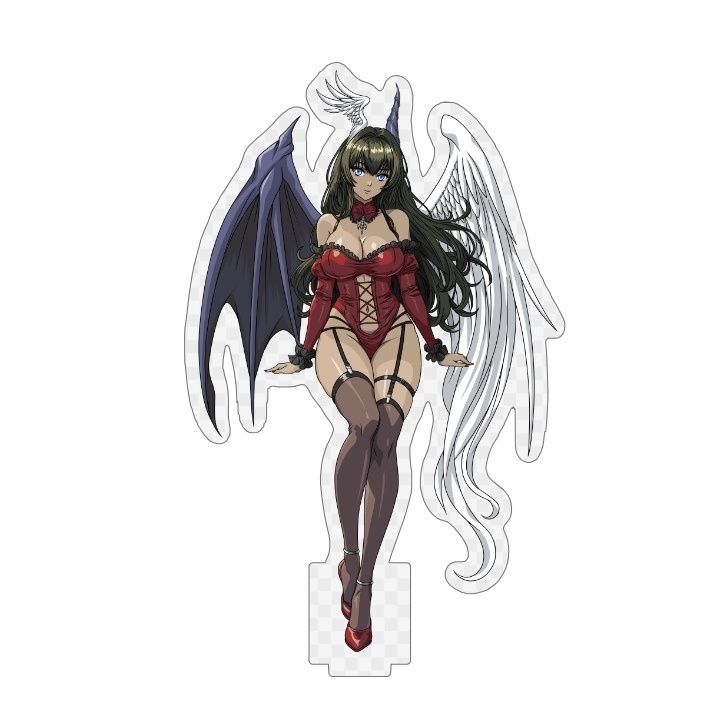 悶絶アクリルスタンドコレクション The Fallen Angel  ルシフェルちゃん ＆ 悶絶シールコレクション The Fallen Angel  ルシフェルちゃん【リバースプリ】ズームアップ＆全身2枚 セット