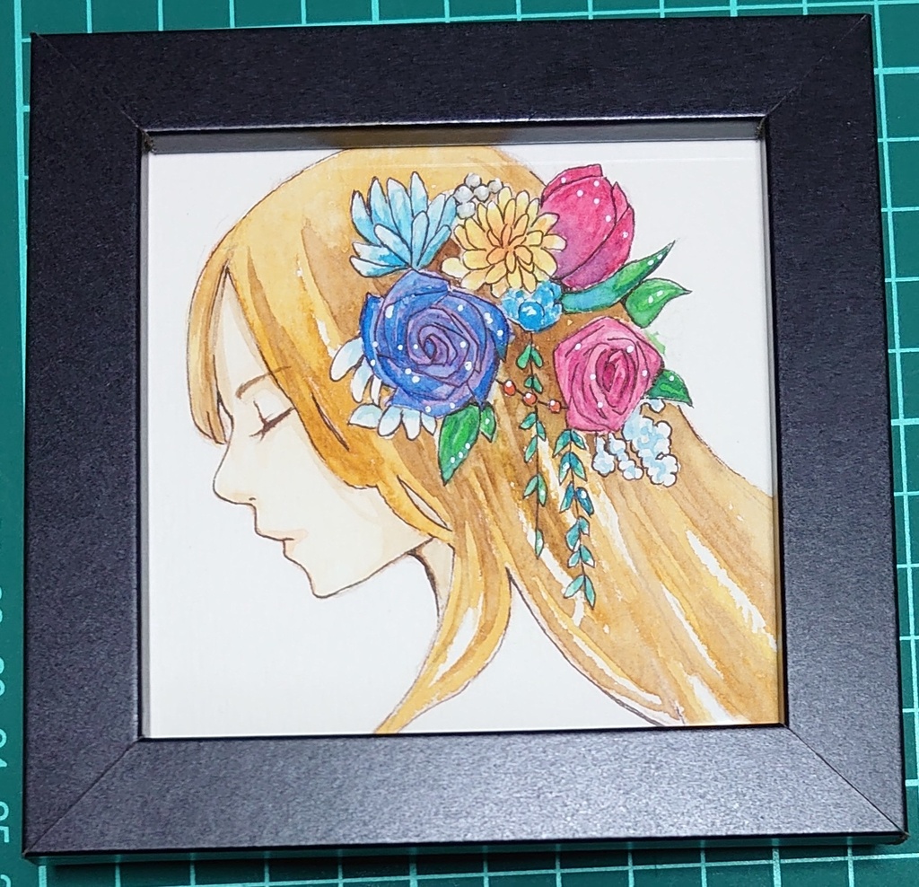 額あり原画 目を瞑る