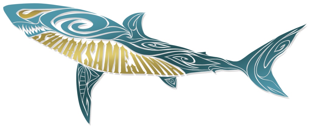 さめじまステッカー ホワイト