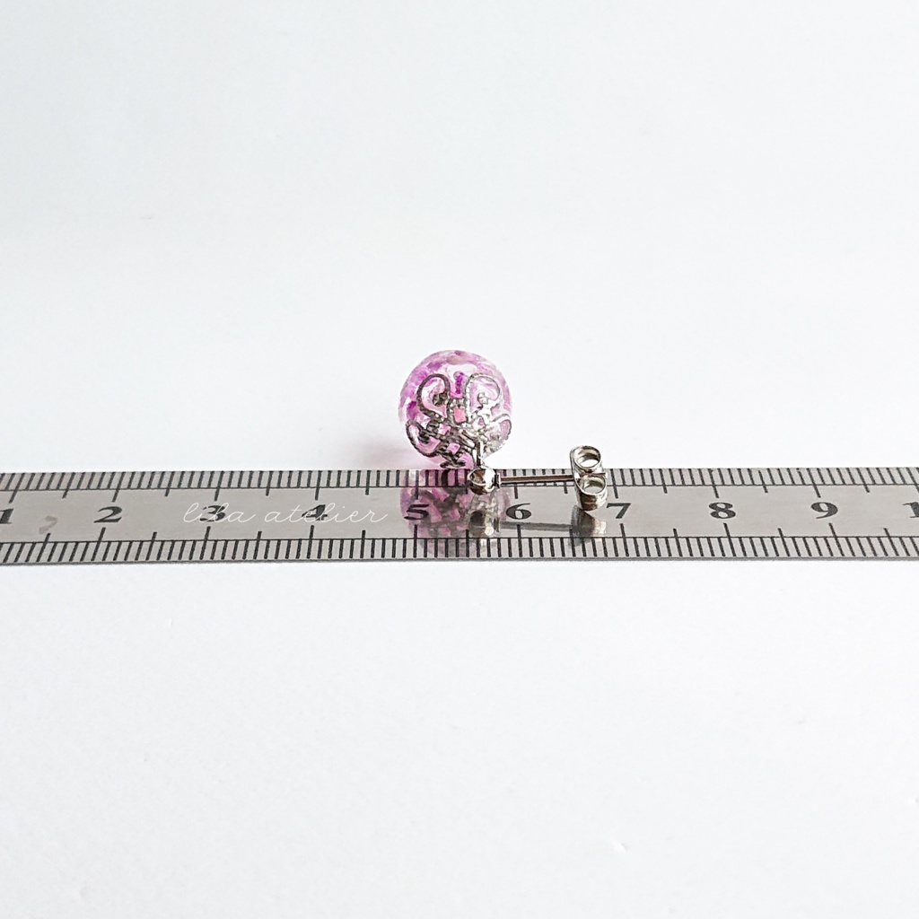 かすみ珠【紫】ピアス/イヤリング(金属アレルギー対応)