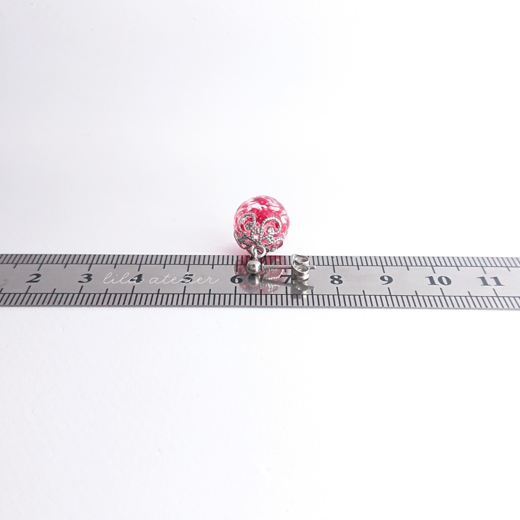 かすみ珠【紅】ピアス/イヤリング(金属アレルギー対応)