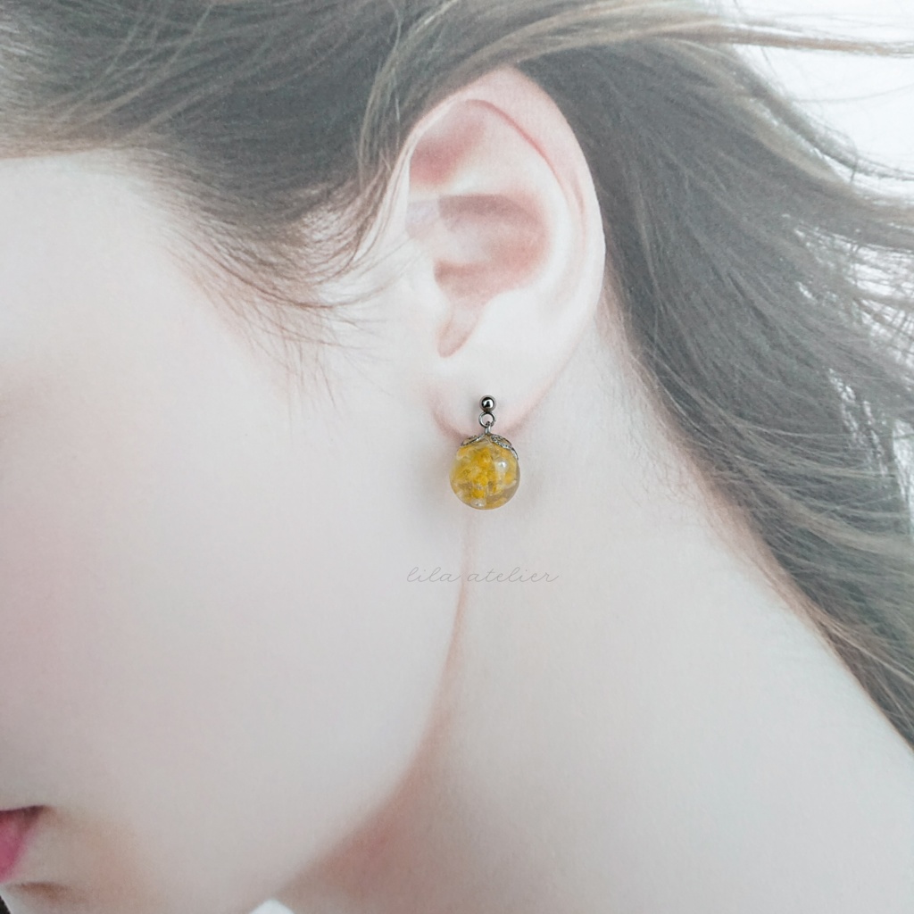 かすみ珠【翠】ピアス/イヤリング(金属アレルギー対応)