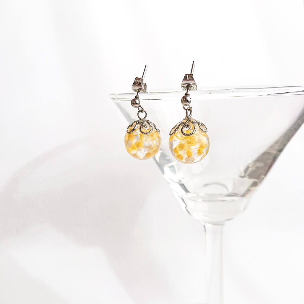 かすみ珠【翠】ピアス/イヤリング(金属アレルギー対応)