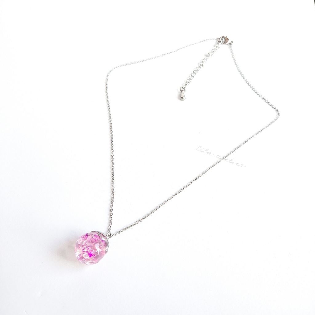 かすみ珠【紫】ペンダント(金属アレルギー対応)