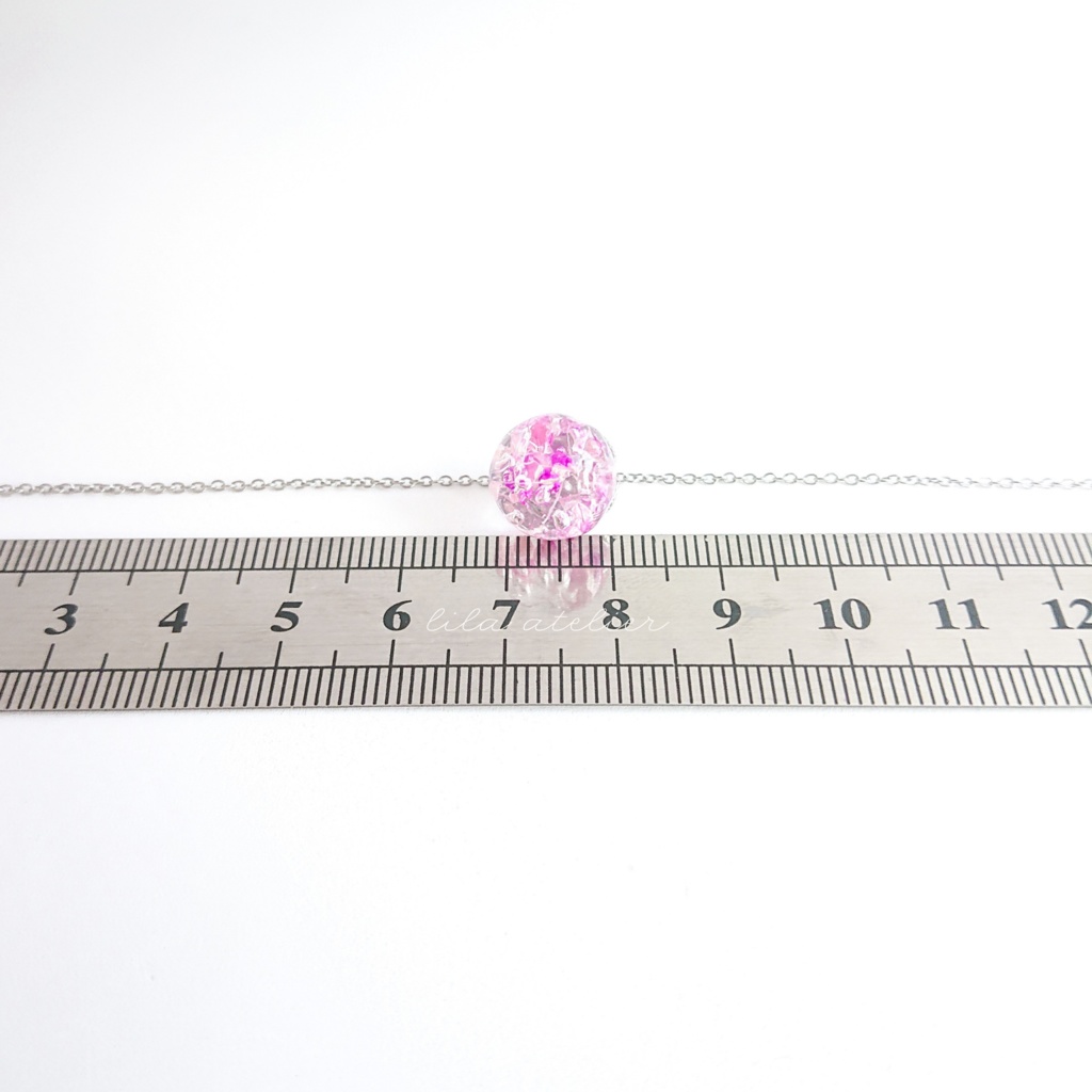 かすみ珠【紫】ペンダント(金属アレルギー対応)