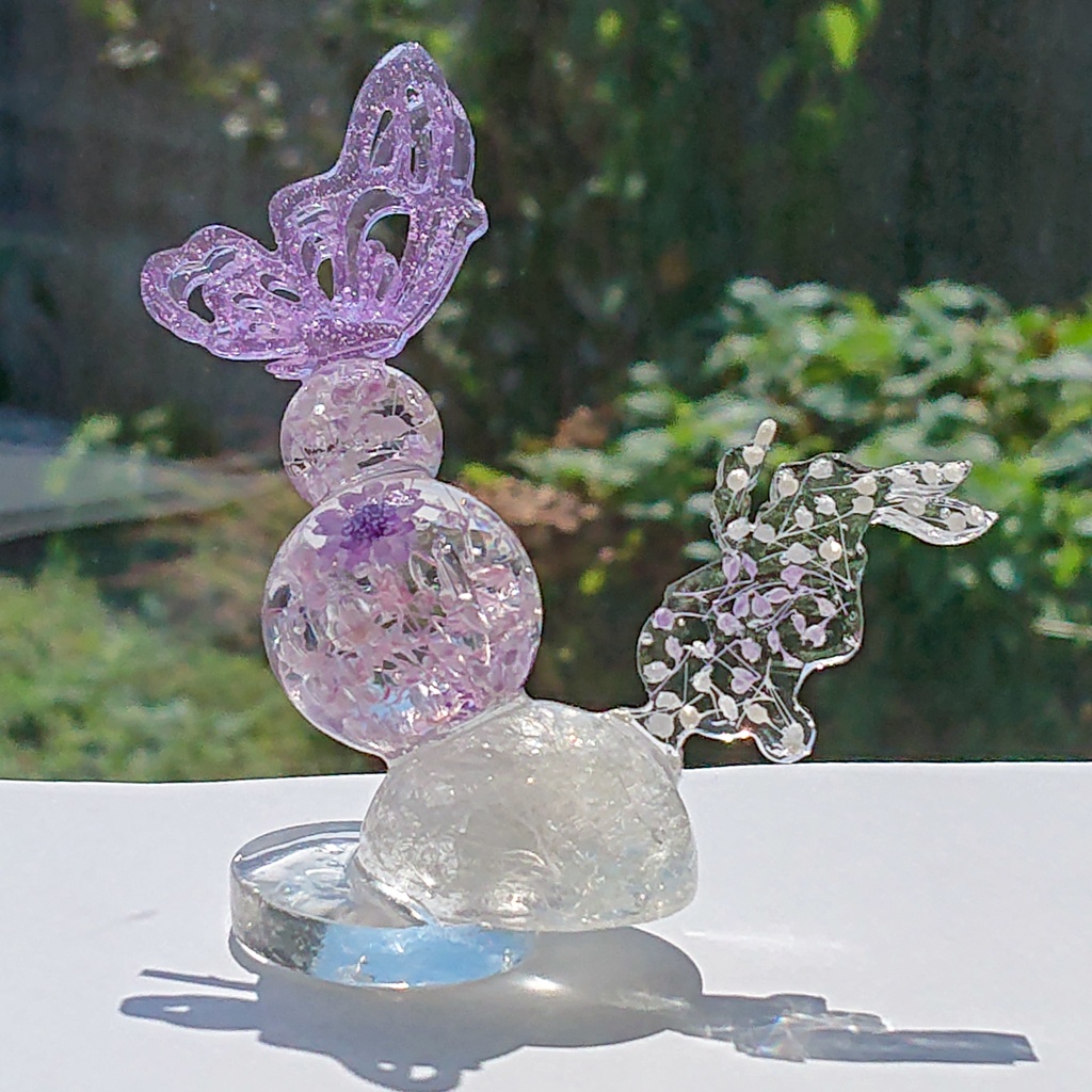 うさぎと妖精の花ドームのオブジェ【紫】
