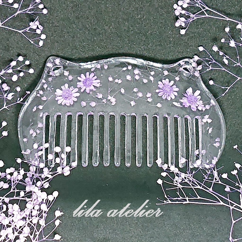 かすみ草とスターフラワーの猫耳クリアコーム Lila Atelier リラ アトリエ Booth