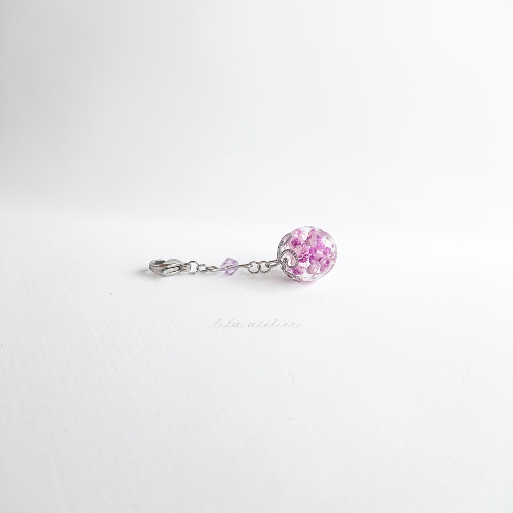 かすみ珠【紫】チャーム(金属アレルギー対応)