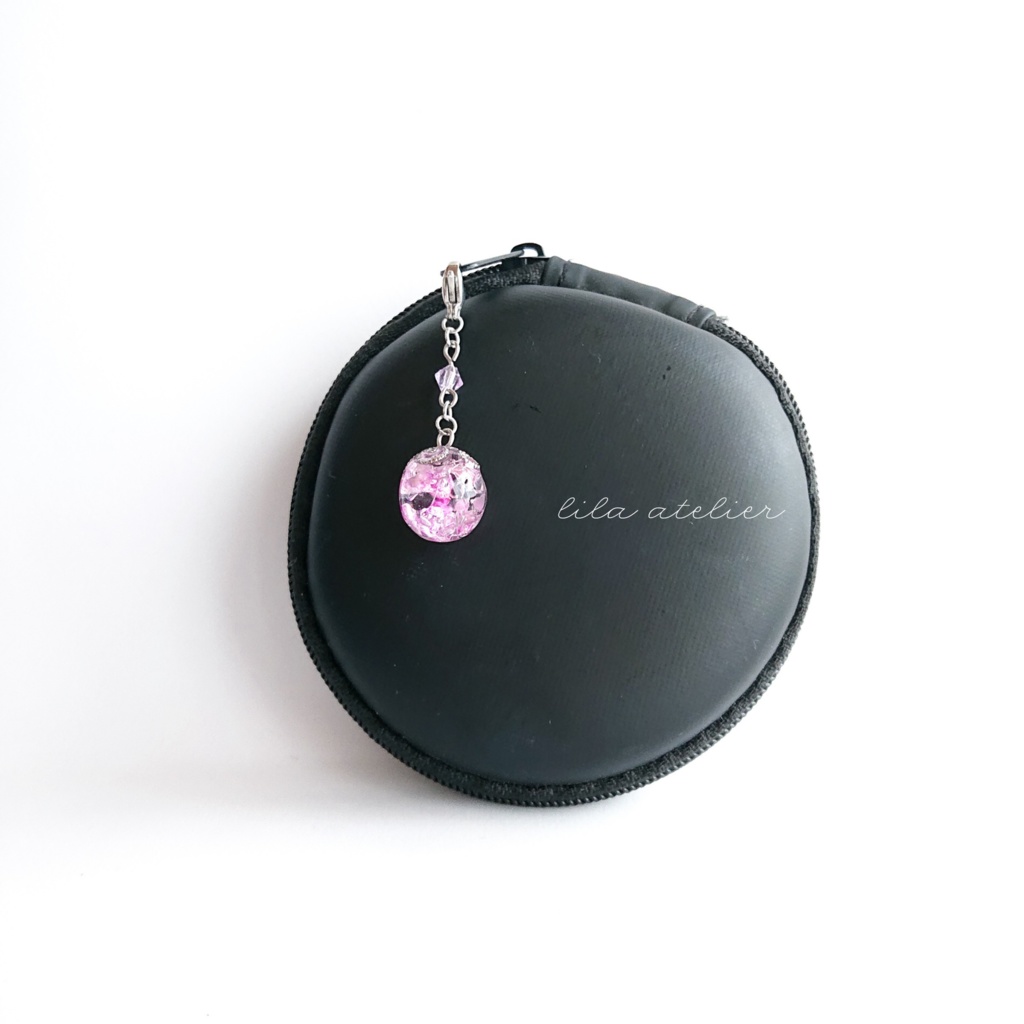 かすみ珠【紫】チャーム(金属アレルギー対応)