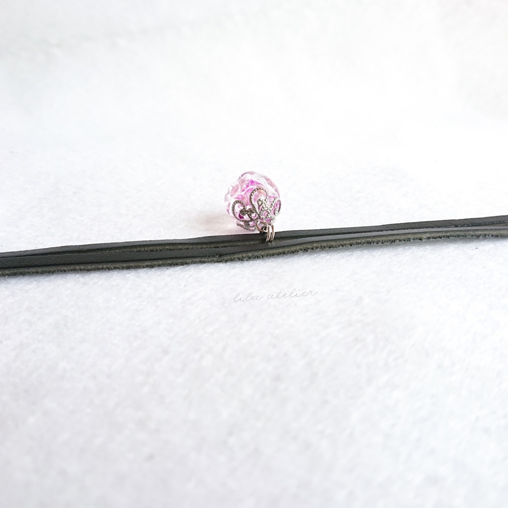 かすみ珠【紫】チョーカー(金属アレルギー対応)