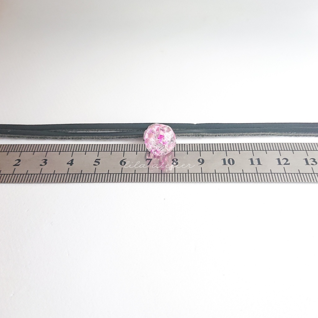 かすみ珠【紫】チョーカー(金属アレルギー対応)