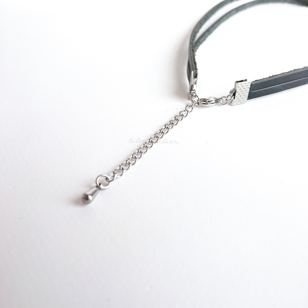 かすみ珠【紫】チョーカー(金属アレルギー対応)