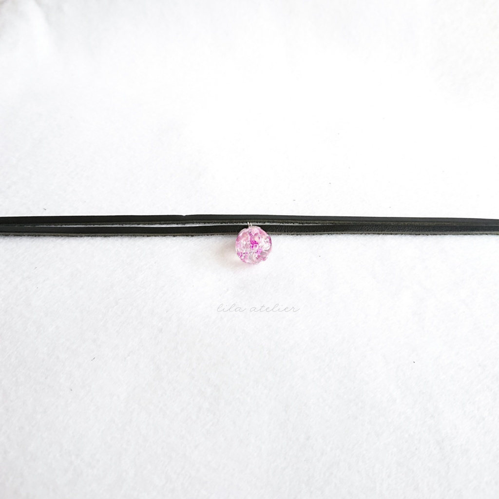 かすみ珠【紫】チョーカー(金属アレルギー対応)