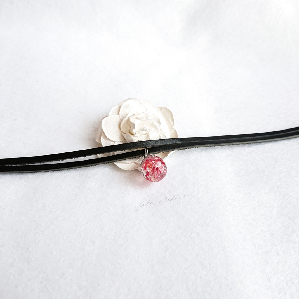 かすみ珠【紅】チョーカー(金属アレルギー対応)