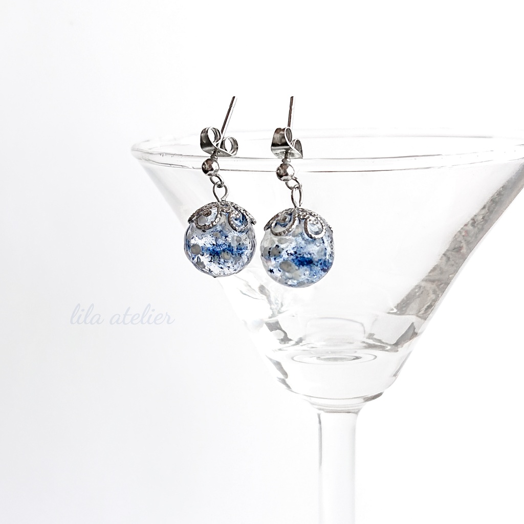 かすみ珠【夜空】ピアス/イヤリング(金属アレルギー対応)