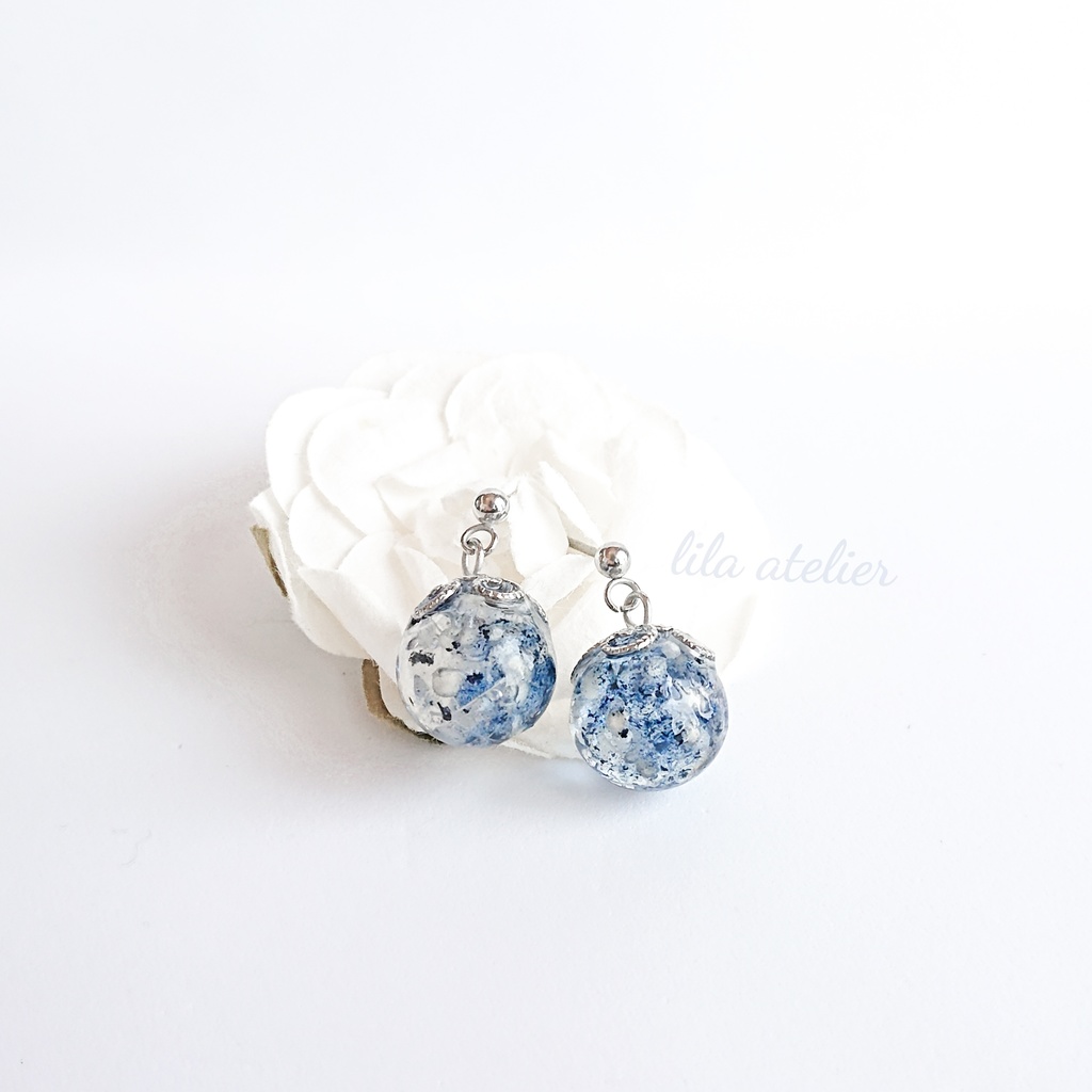 かすみ珠【夜空】ピアス/イヤリング(金属アレルギー対応)