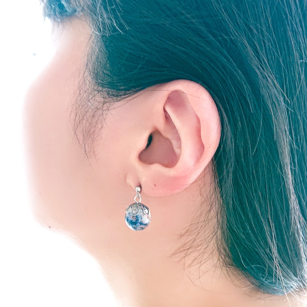 かすみ珠【夜空】ピアス/イヤリング(金属アレルギー対応)