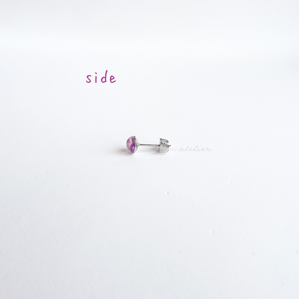 かすみ水中花【紫】ピアス/イヤリング(金属アレルギー対応)