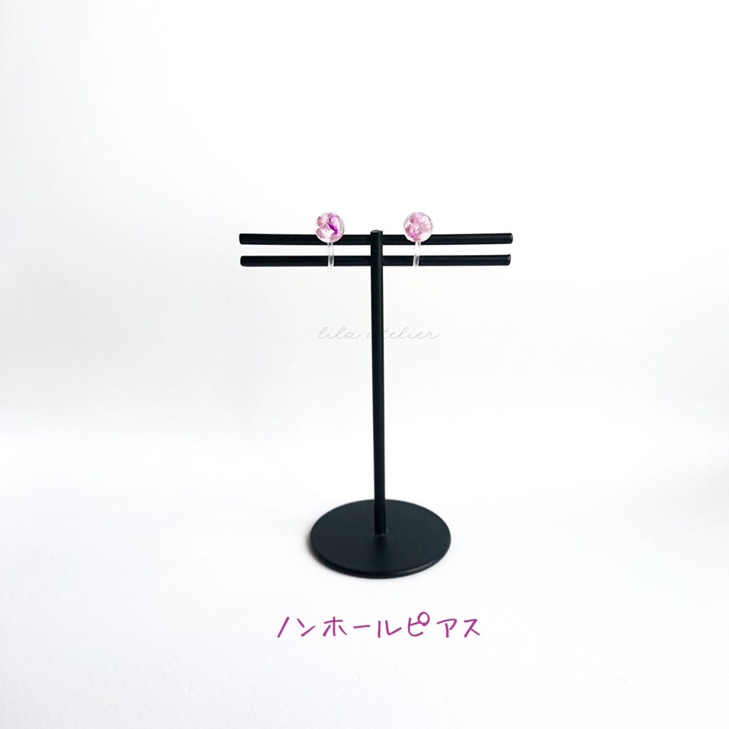 かすみ水中花【紫】ピアス/イヤリング(金属アレルギー対応)