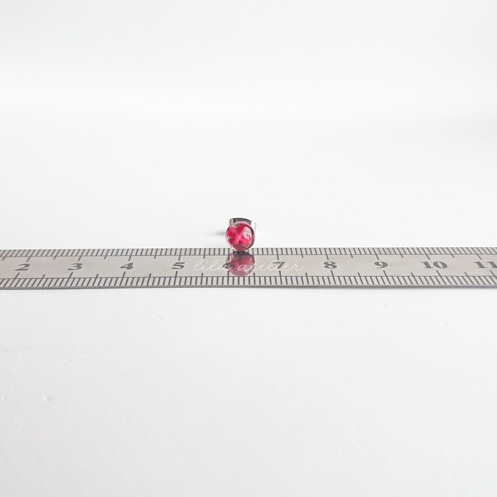 かすみ水中花【紅】ピアス/イヤリング(金属アレルギー対応)