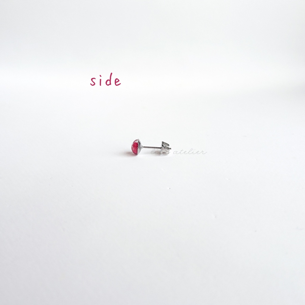 かすみ水中花【紅】ピアス/イヤリング(金属アレルギー対応)