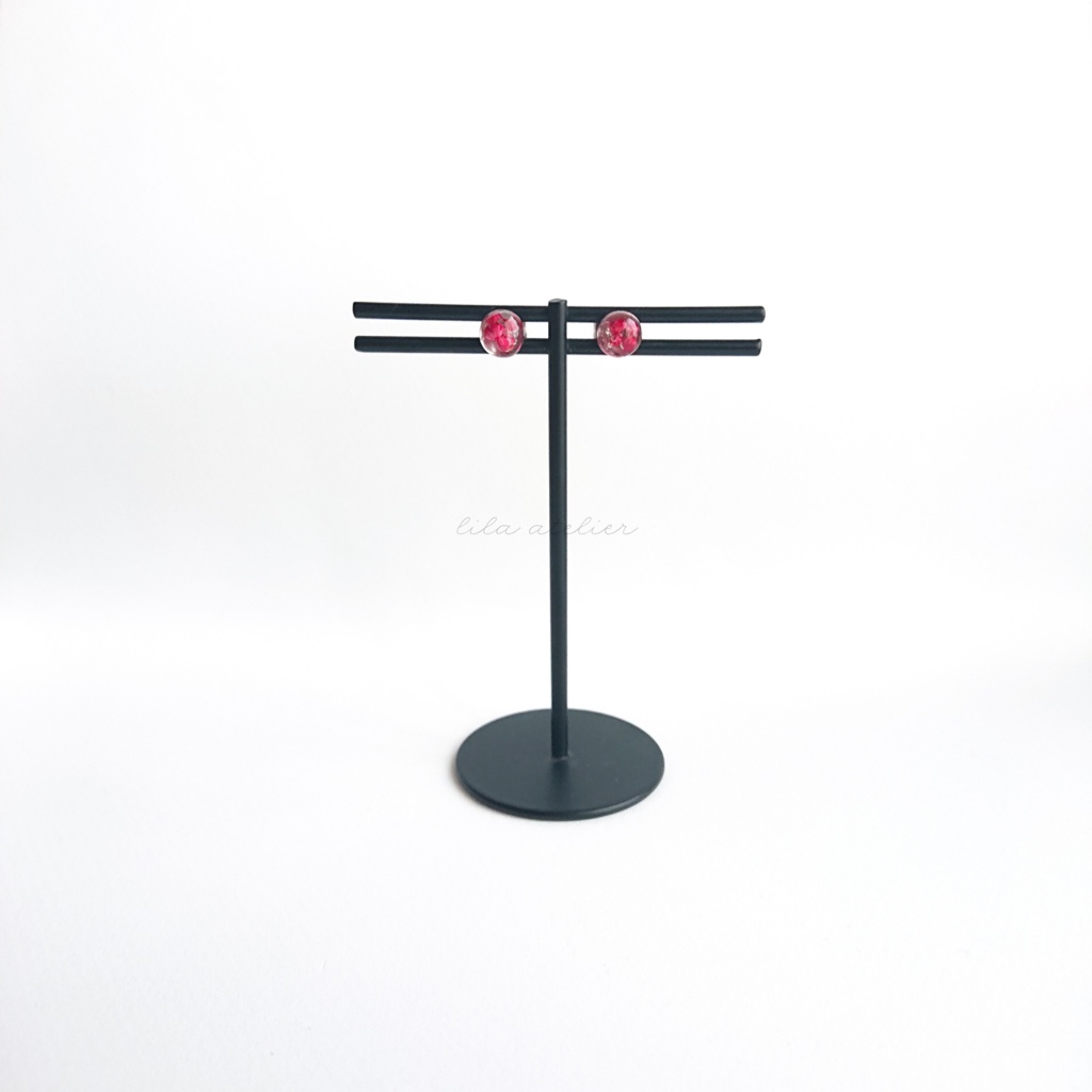 かすみ水中花【紅】ピアス/イヤリング(金属アレルギー対応)