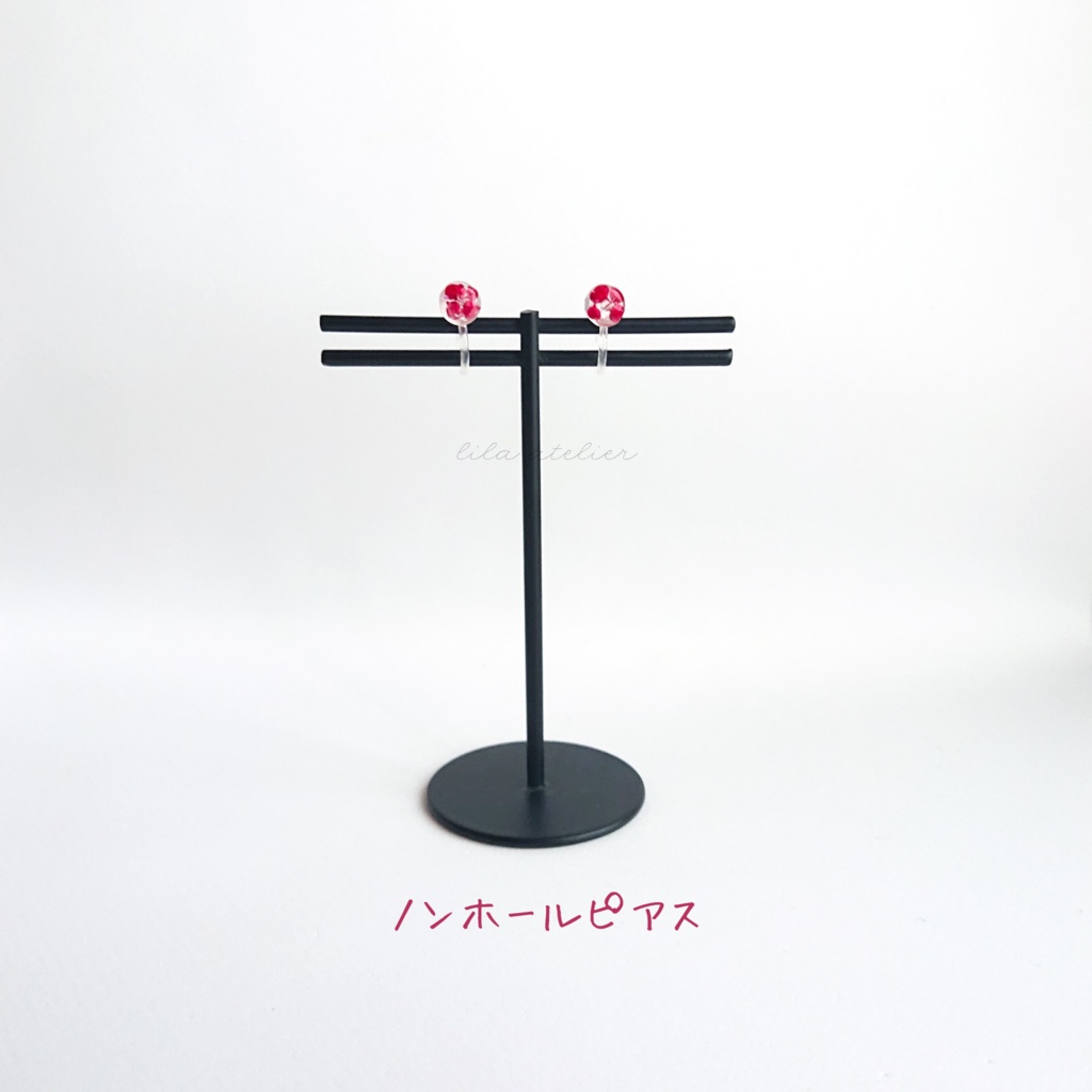 かすみ水中花【紅】ピアス/イヤリング(金属アレルギー対応)