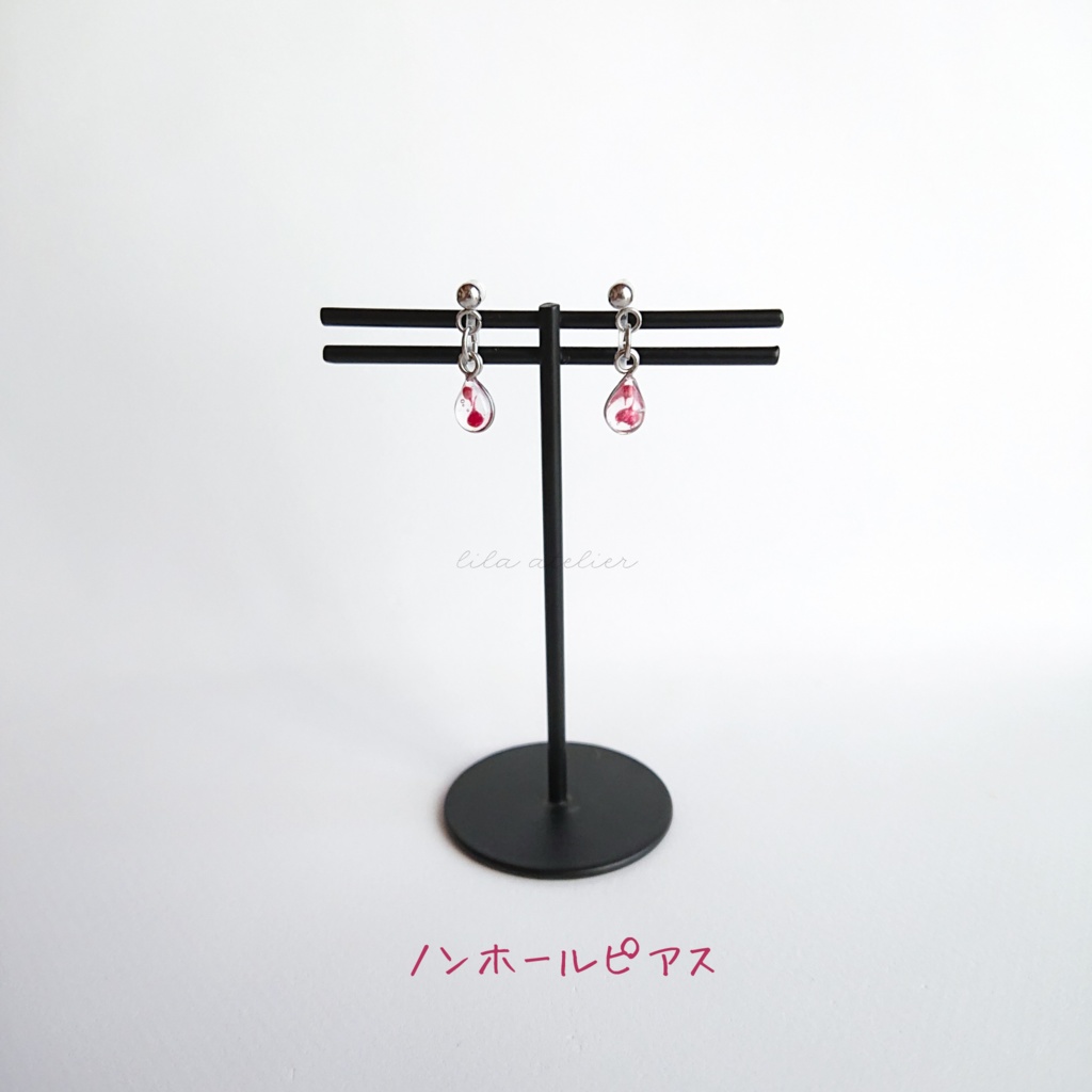 かすみ雫【紅】ピアス/イヤリング(金属アレルギー対応)