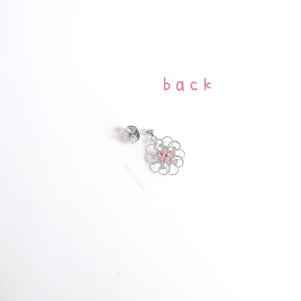 かすみ銀花【紅】ピアス/イヤリング(金属アレルギー対応)