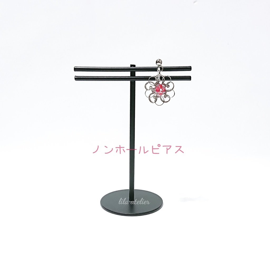 かすみ銀花【紅】ピアス/イヤリング(金属アレルギー対応)