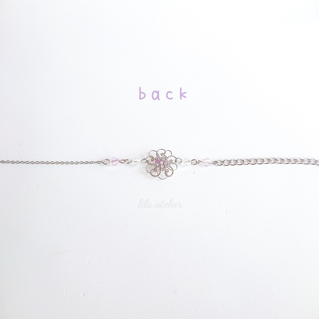 かすみ銀花【紫】ブレスレット(金属アレルギー対応)