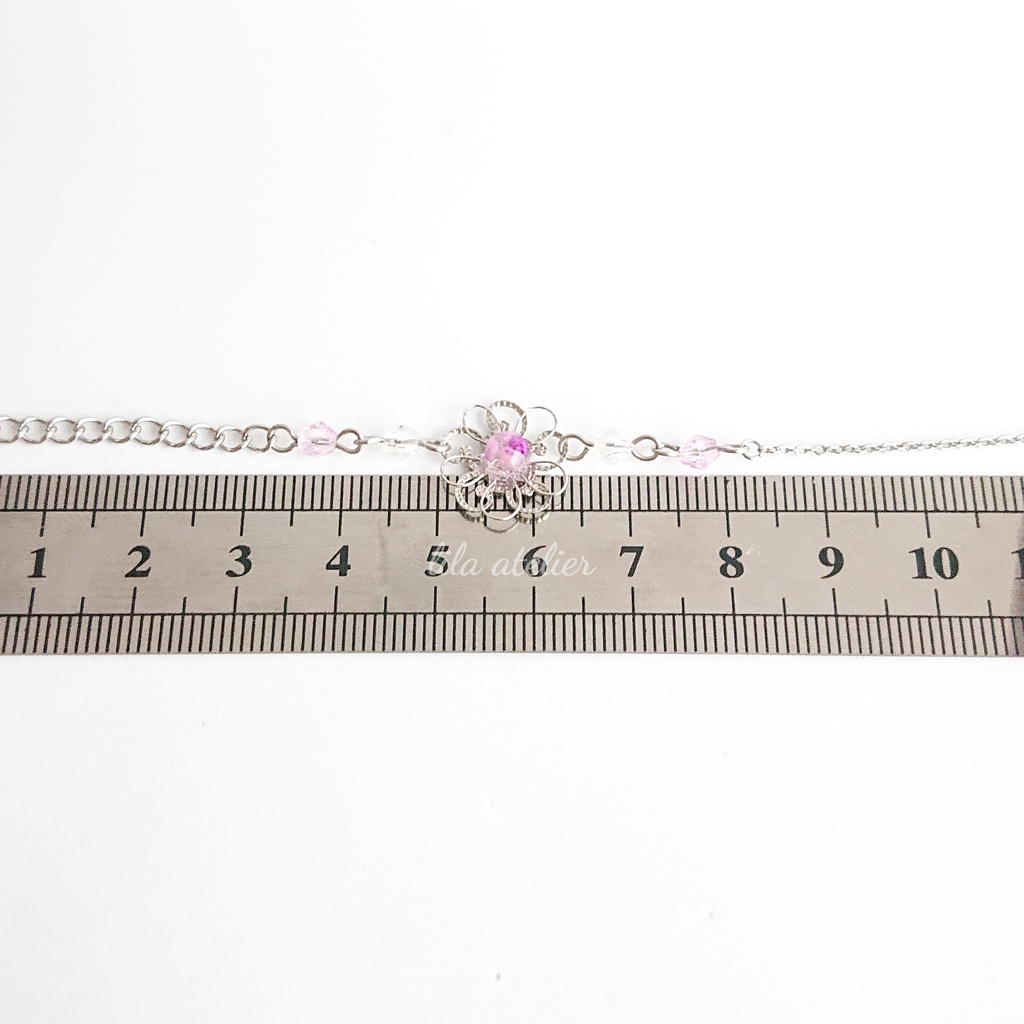 かすみ銀花【紫】ブレスレット(金属アレルギー対応)