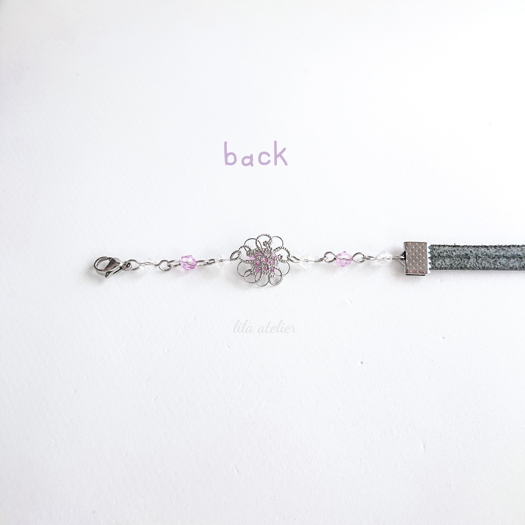 かすみ銀花【紫】チョーカー(金属アレルギー対応)