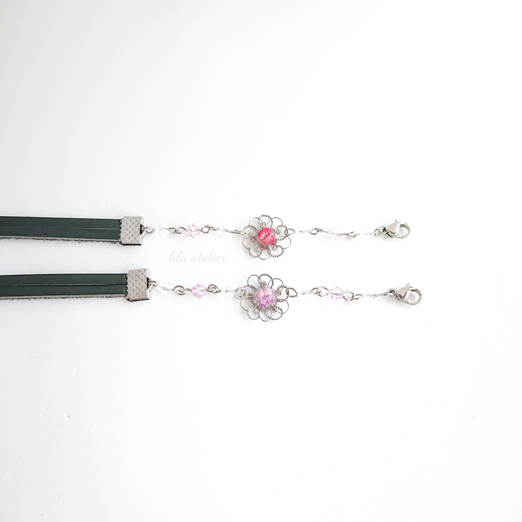 かすみ銀花【紅】チョーカー(金属アレルギー対応)