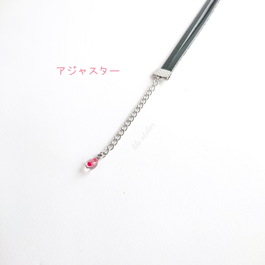かすみ銀花【紅】チョーカー(金属アレルギー対応)