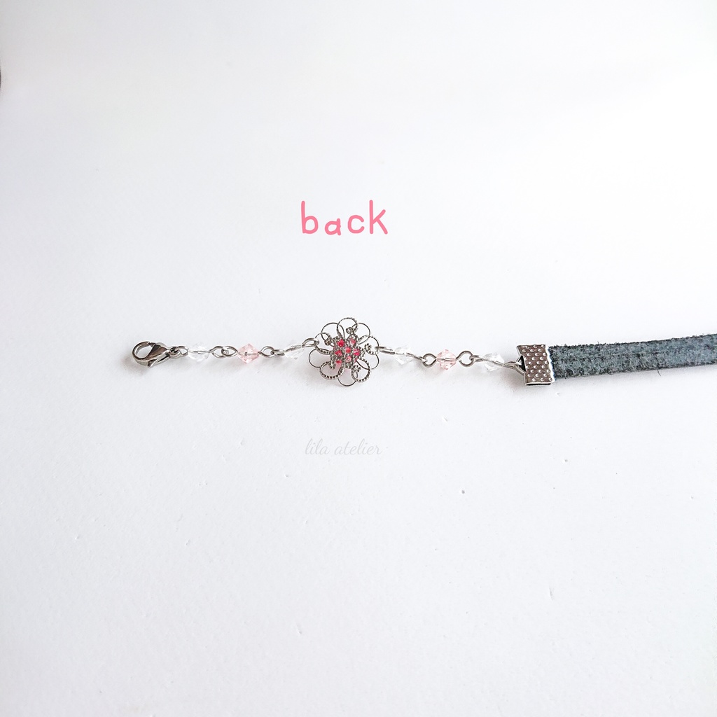 かすみ銀花【紅】チョーカー(金属アレルギー対応)