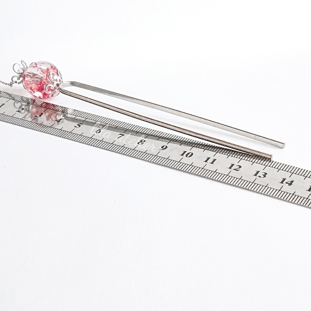 かすみ大珠二又【紅】かんざし(金属アレルギー対応)