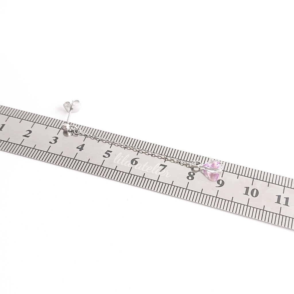 かすみ雫【紫】ロングチェーンピアス/イヤリング(金属アレルギー対応)