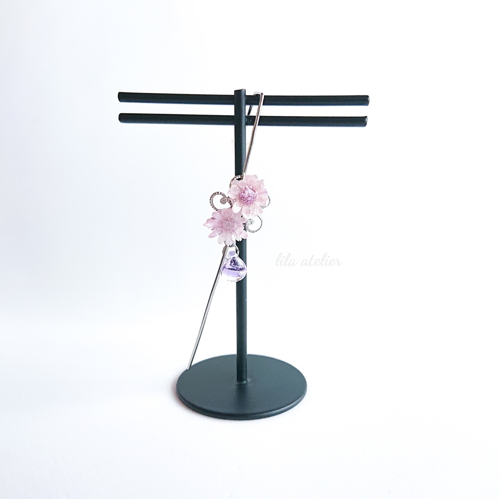 《片耳用》スターフラワーイヤーラップクローラーフックピアス(金属アレルギー対応)