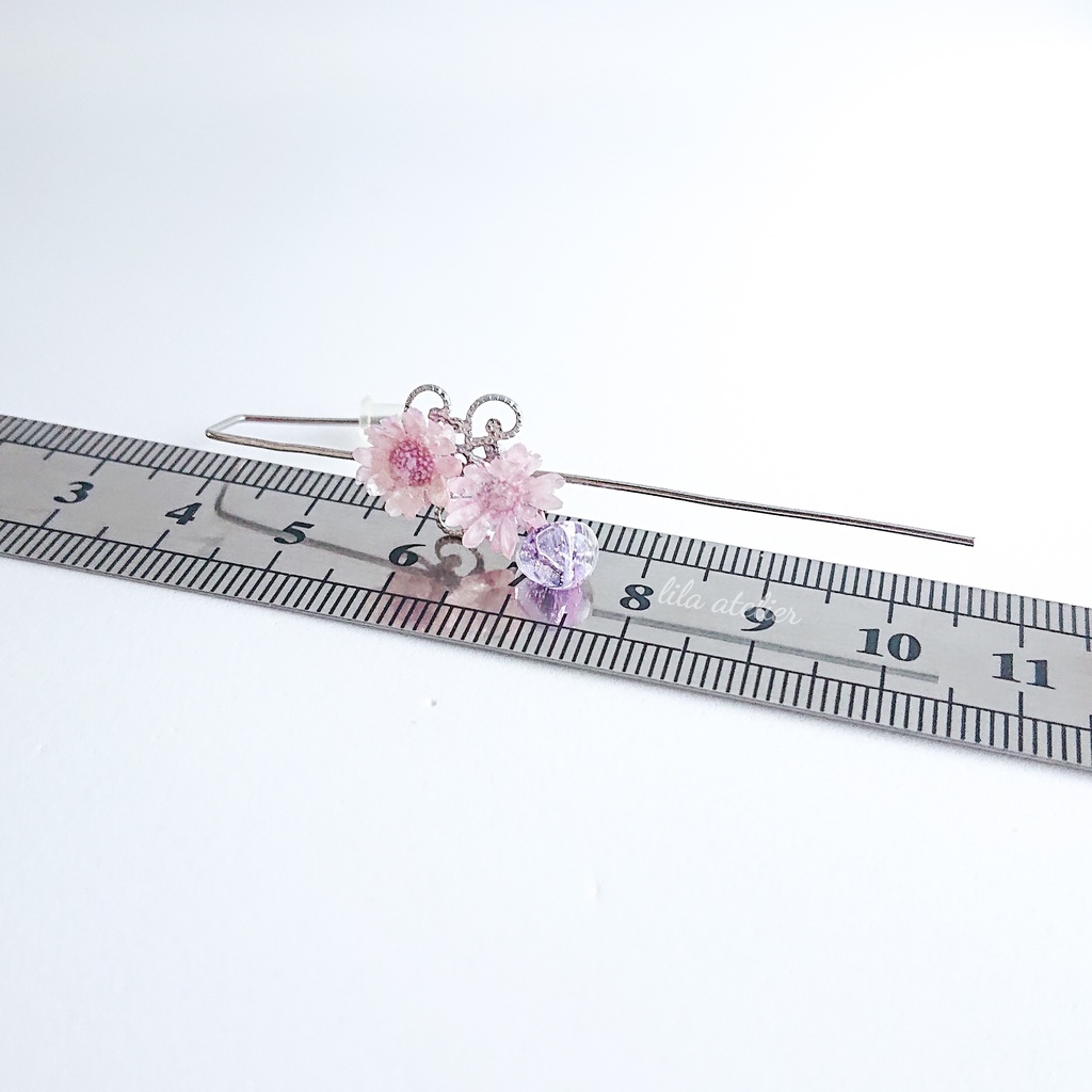 《片耳用》スターフラワーイヤーラップクローラーフックピアス(金属アレルギー対応)