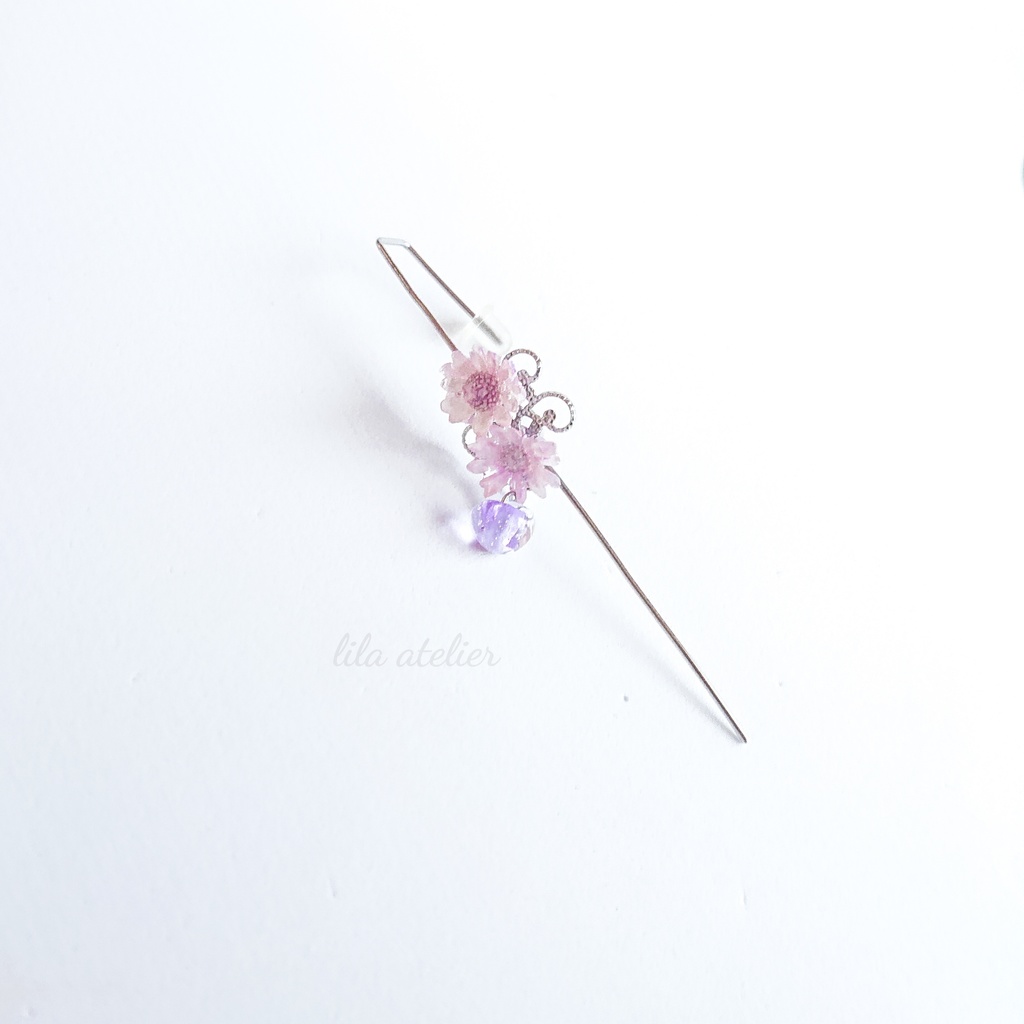 《片耳用》スターフラワーイヤーラップクローラーフックピアス(金属アレルギー対応)