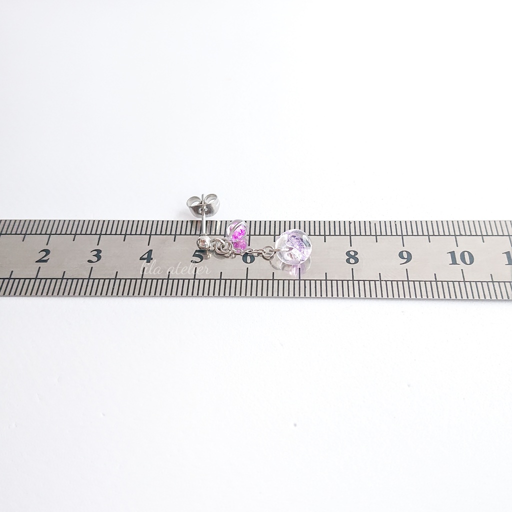 かすみ粒と硝子雫【紫】ピアス/イヤリング(金属アレルギー対応)