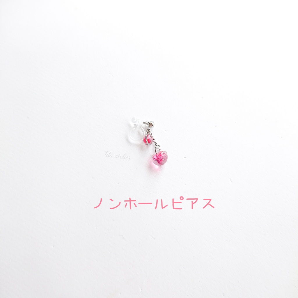 かすみ粒と硝子雫【紅】ピアス/イヤリング(金属アレルギー対応)