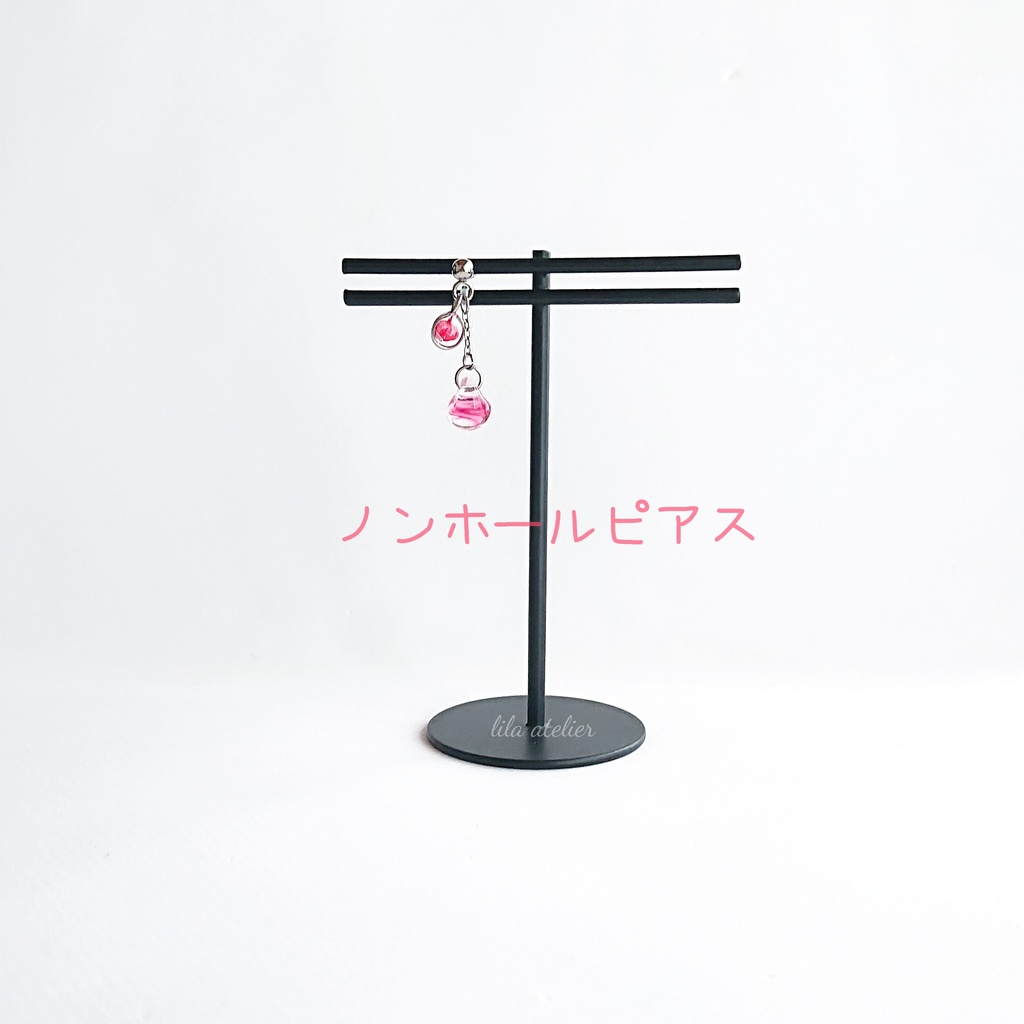 かすみ粒と硝子雫【紅】ピアス/イヤリング(金属アレルギー対応)