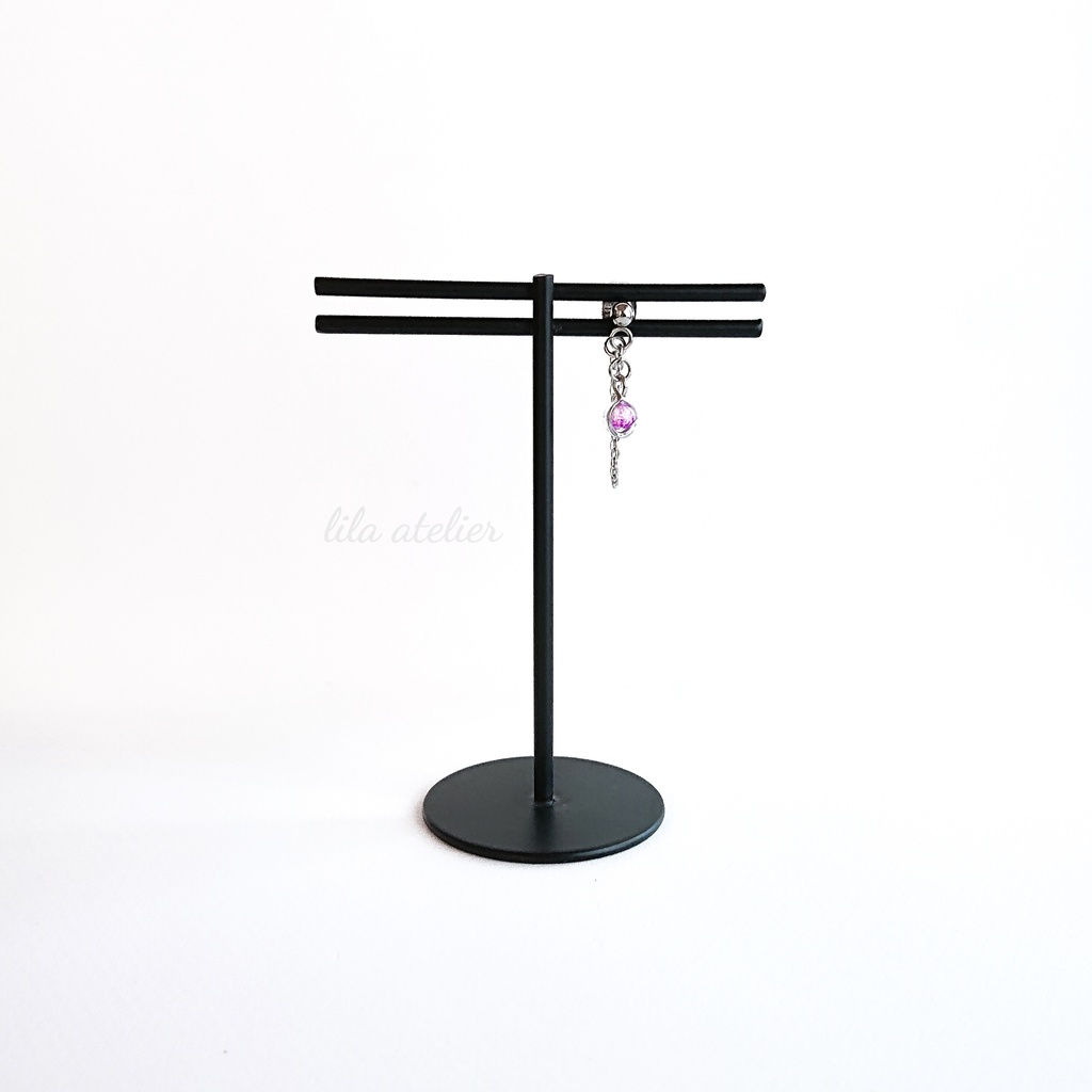 《片耳用》かすみ粒【紫】チェーンピアス(金属アレルギー対応)