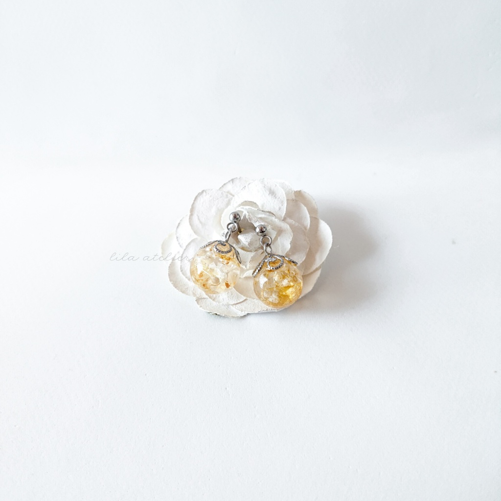 かすみ珠【秋】ピアス/イヤリング(金属アレルギー対応)