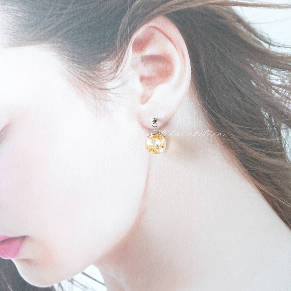 かすみ珠【秋】ピアス/イヤリング(金属アレルギー対応)