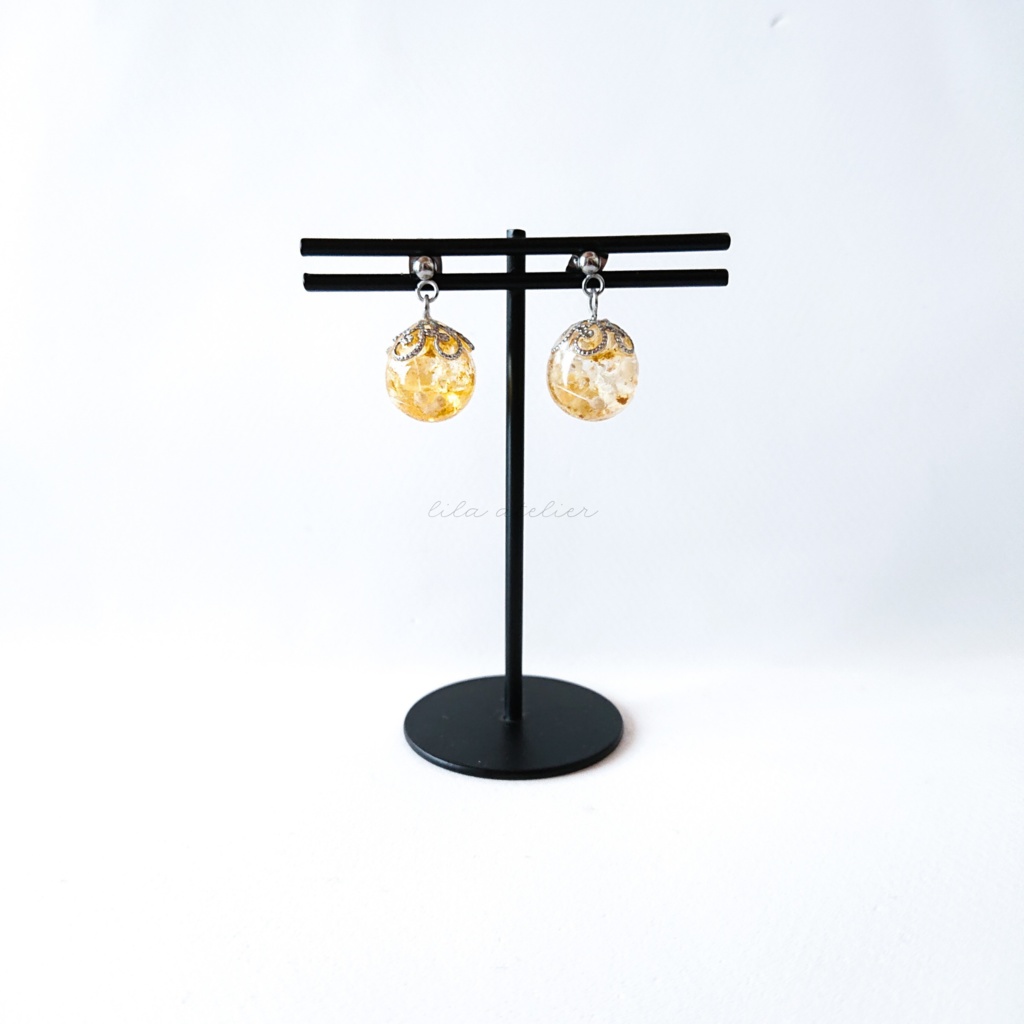 かすみ珠【秋】ピアス/イヤリング(金属アレルギー対応)