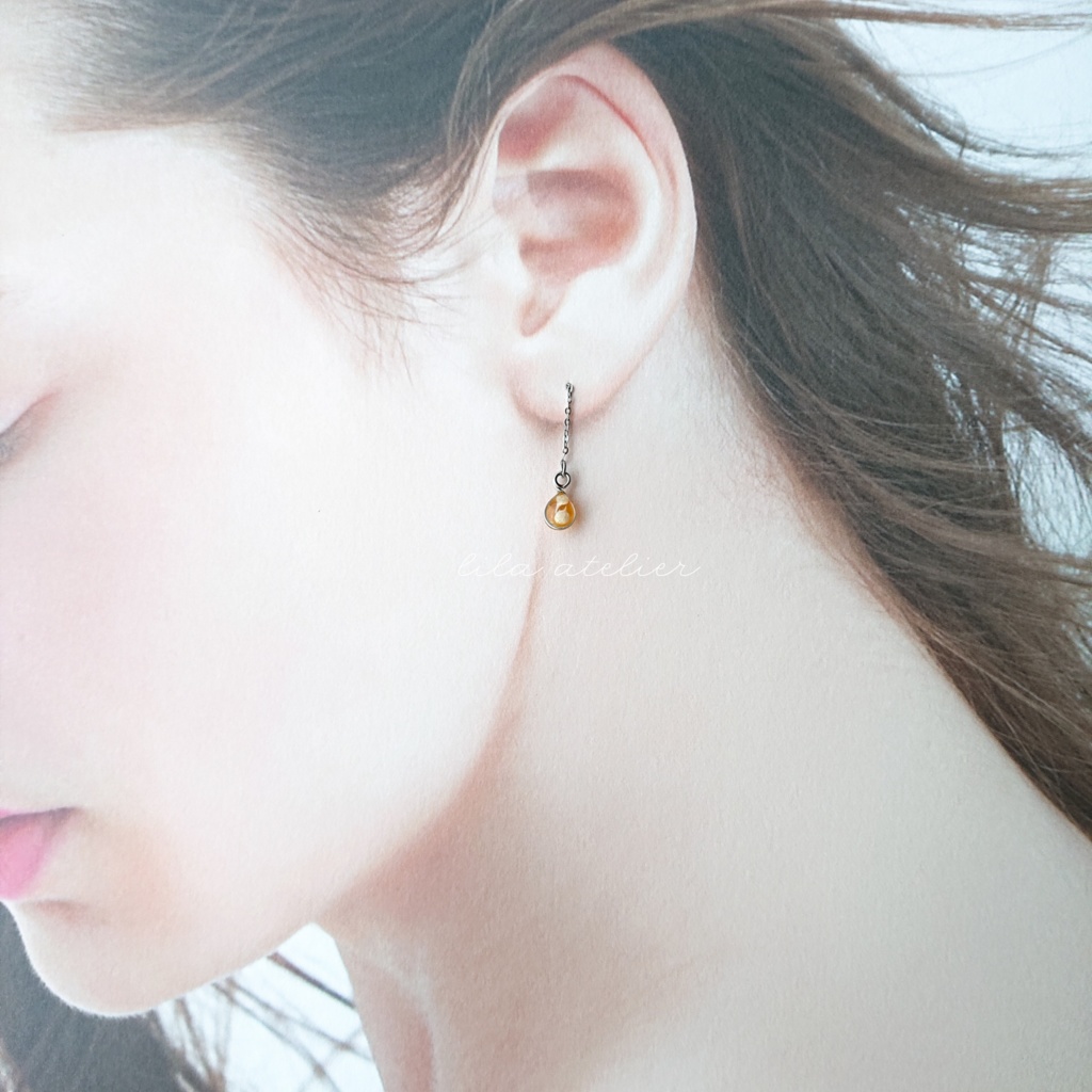 《片耳用》かすみ雫【秋】アメリカンピアス(金属アレルギー対応)